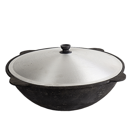 Узбекский чугунный казан 22л  круглое дно с крышко