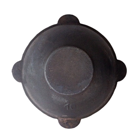 Узбекский чугунный казан 8 л, плоское дно, с крышк