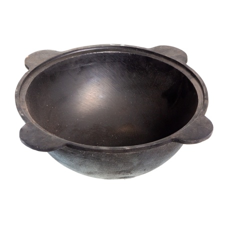 Узбекский чугунный казан 8 л, плоское дно, с крышк