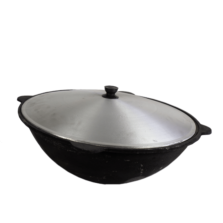 Узбекский чугунный казан 22л  круглое дно с крышко