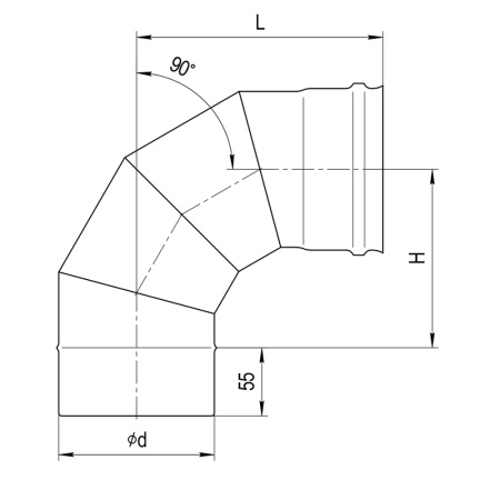Колено угол 90(304/0,8мм)Ф115 Austenite